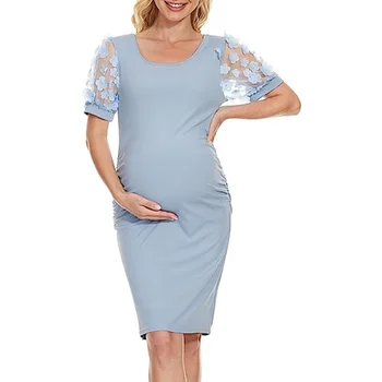 Платья для беременных с цветочной сеткой Фотосессия Милое платье для фотосъемки беременных 2023 Летняя Женская одежда для беременных Костюм