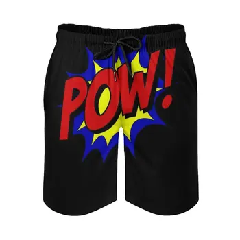 Пляжные шорты для плавания с принтом супергероя Pow, купальник, свободные мужские плавки, дышащие пляжные шорты Superhero Pow