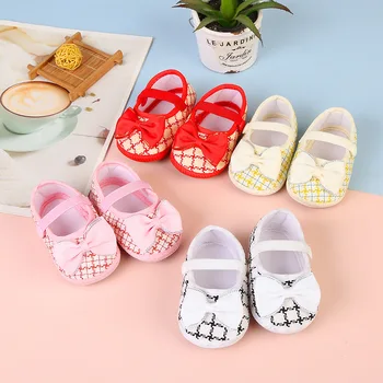 Повседневная обувь с модным бантом для новорожденных, обувь принцессы, кроссовки на мягкой подошве, детская кроватка для 0-12 месяцев, детская обувь для прогулок
