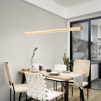 Подвесной светильник из натурального дерева в скандинавском стиле, ресторан, бар, офис, чайная комната, длинный потолочный подвесной светильник