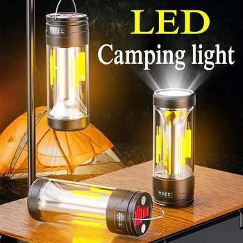 Портативный светодиодный фонарик 3В1, USB-аккумуляторная Походная лампа, Магнитный крюк для ремонта автомобиля, палатка, Ночной рынок, аварийный блок питания
