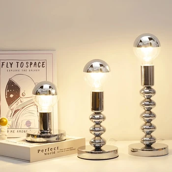 Постмодернистская нордическая Ретро Хромированная Золотая светодиодная настольная лампа для гостиной, спальни, домашнего чердака, Декоративная лампа, ночник, Прикроватная лампа