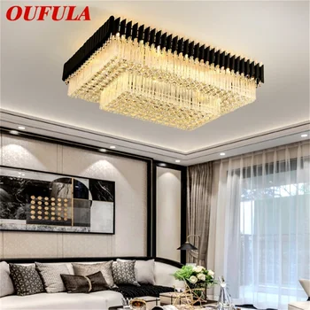 Прямоугольное Потолочное освещение OUFULA в постмодернистском стиле, роскошные Хрустальные Светодиодные лампы для дома Для украшения столовой