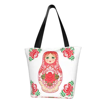Русская кукла, Бабушка, Матрешка, сумка для покупок, женская парусиновая сумка на плечо, сумки для покупок, сумка большой емкости