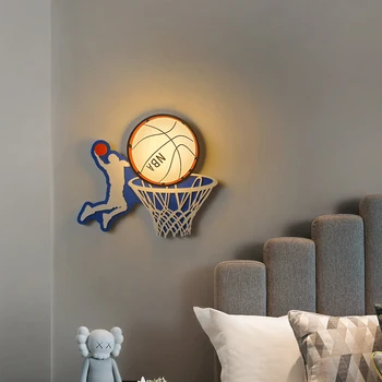 Светодиодный баскетбольный светильник в стиле бар-деко в прихожей, внутренний настенный светильник для детской комнаты, Мультяшное детское освещение, спальня, кафе, настенное бра LED