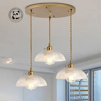 Скандинавский дизайн, Стеклянные подвесные светильники с тремя головками, Светодиодная Современная простота, Латунная лампа с остеклением, освещение для гостиной, ресторана