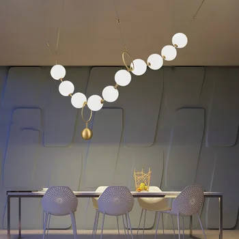Современная потолочная люстра 2023 года, светильник в форме жемчужного ожерелья, абажур цвета слоновой кости, белый, художественный дизайн, подвесная лампа для домашнего декора, светодиодная лампа