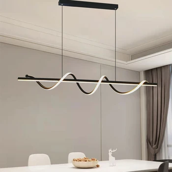 Современная светодиодная люстра в скандинавском стиле, креативный минималистичный дизайн, Черный / Золотой Подвесной светильник, подходящий для кухонных ламп ресторана