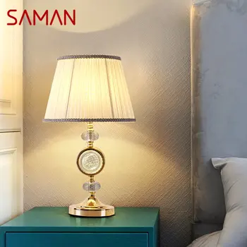 Современная хрустальная настольная лампа SAMAN LED Винтажный креативный декор, настольный светильник для дома, гостиной, спальни, прикроватной тумбочки