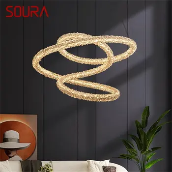 Современный креативный подвесной светильник SOURA, светодиодные светильники, Золотая декоративная хрустальная люстра для дома, гостиной, столовой