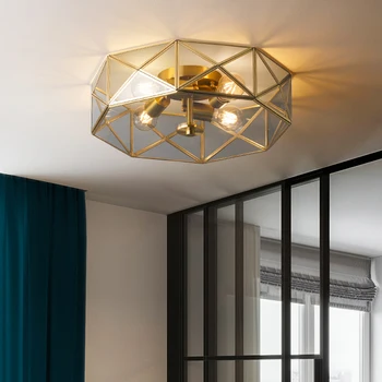 Современный стиль, Золотисто-медный дизайн, светодиодная люстра для гостиной, спальни, столовой, кухни, виллы, Потолочный светильник, Серый Стеклянный светильник