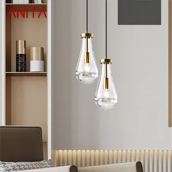Современный хрустальный Подвесной светильник ANITA из латуни, Креативная Простая Скандинавская Люстра для дома, столовой, спальни