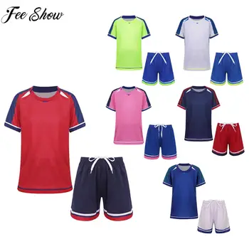 Спортивный костюм для мальчиков, футболка с коротким рукавом и комплект для футбола, баскетбола, тренировочной формы, активного спортивного костюма для бега трусцой