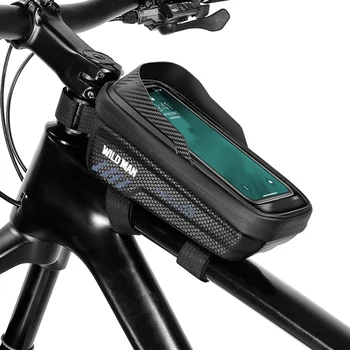 Сумка для велосипедного телефона, водонепроницаемая сумка с верхней трубкой, велосипедная сумка для крепления телефона с сенсорным экраном, сумка для велосипедной рамы Подходит для мобильных телефонов ниже 6,8 