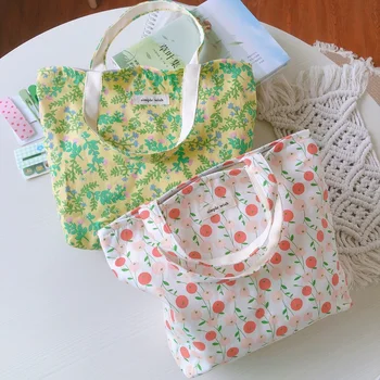 Сумка для женщин, холщовая сумка с верхней ручкой для девочки, Маленькая сумочка из хлопчатобумажной ткани, многоразовые сумки для покупок, студенческая сумка для книг, детские сумки для ланча