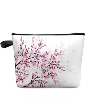 Цветущая вишня ветка сливы розовый цветок белая Косметичка на заказ Портативная сумка для хранения косметики Женский Водонепроницаемый пенал
