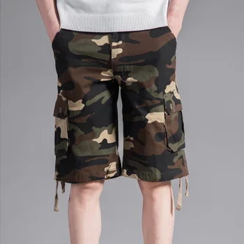 2022 Военные шорты-карго, мужские летние армейские камуфляжные хлопковые Свободные мешковатые шорты с несколькими карманами, Уличная одежда, Бермуды, Шорты в стиле хип-хоп.