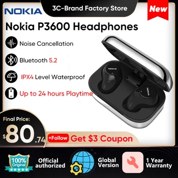 2023 Nokia P3600 Беспроводные Наушники Bluetooth 5.2 Стерео Наушники с чипом HiFi с Шумоподавлением Qualcomm aptX CVC Наушники
