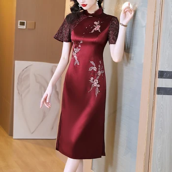 2023 Новое усовершенствование моды Женское летнее платье Ципао в элегантном китайском стиле, свободное, непринужденное свадебное платье для вечеринок Vestidos