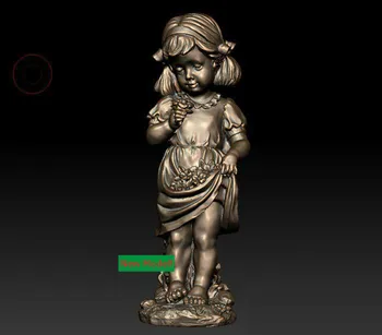 3D модель формата stl, 3D твердотельная модель вращающейся скульптуры для станка с ЧПУ Cute little girl