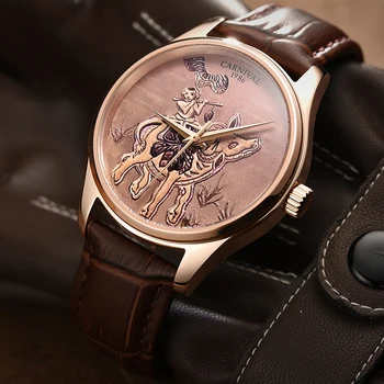 CARNIVAL 2023, Новые Механические мужские часы люксового бренда, Роскошные Автоматические мужские часы с персонализированным зодиакальным циферблатом Reloj 515G