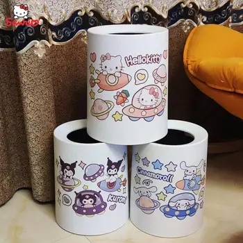 Hello Kitty Kuromi Cinnamoroll Двухслойное мусорное ведро без крышки из аниме-мультфильма Sanrio, Домашняя спальня, Мусорное ведро большой емкости, подарок