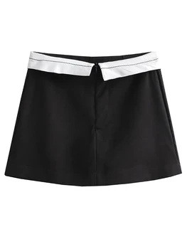 YENKYE, Новинка 2023, женские модные шорты с контрастным поясом, сексуальные шорты на молнии с низкой талией, шикарные шорты для хай-Стрит, юбки