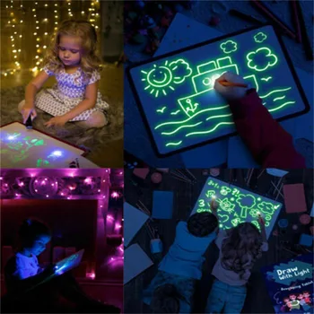 Волшебная Светящаяся доска для рисования Детский игрушечный планшет Рисуй в темноте флуоресцентной ручкой Русские светящиеся развивающие игрушки для детей