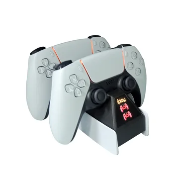 Горячий для PlayStation 5 Беспроводной контроллер с двойной зарядкой Игровая ручка для Ps5 Контактная зарядная база со светодиодным индикатором Зарядное устройство для ручки