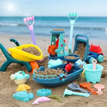 Детские пляжные игрушки Пластиковый замок из песка, ведро для воды, лопата, Тележка для песочницы, летняя тележка для детей, девочки, мальчики, малыши.