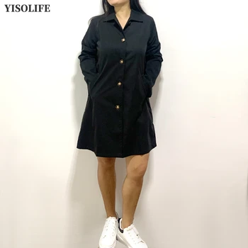 Женский однобортный пиджак YISOLIFE, тренчи с лацканами, Длинная ветровка, новинка 2023 года, легкая верхняя одежда