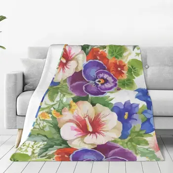 Красивое мягкое флисовое одеяло с цветочным рисунком, теплое и уютное на все сезоны, удобное одеяло из микрофибры для дивана-кровати 40 
