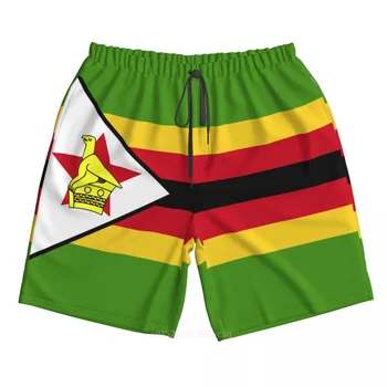 Летний полиэстер 2023, флаг страны Зимбабве, мужские пляжные шорты с 3D-принтом, летние брюки для бега с карманами