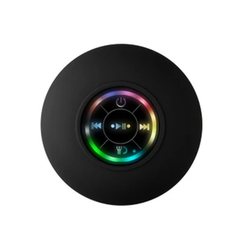 Мини-динамик Bluetooth Водонепроницаемый Аудио для ванной Комнаты Беспроводные колонки для душа RGB Подсветка Bluetooth Динамик на присоске, черный