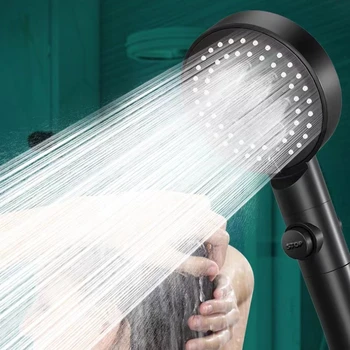 Насадка для душа с 6 режимами, Регулируемый Водосберегающий душ высокого давления, Насадка для душа с водяным массажем в одну клавишу для ванной комнаты
