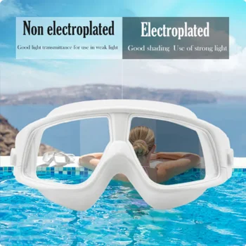 Новые профессиональные плавательные очки в большой оправе из силикона для взрослых, противотуманные плавательные очки для водных видов спорта, Детские очки для дайвинга