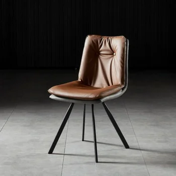 Обеденный стул в скандинавском стиле, Ресторанная кожа, Простой письменный стол, табурет со спинкой, стул для макияжа, Кованое железо, мебель для гостиной Sillas