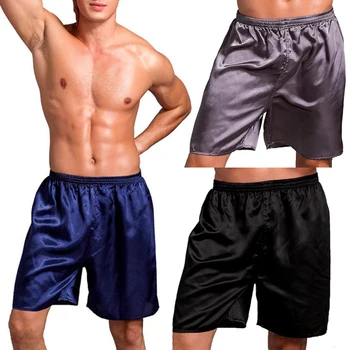 Однотонные пляжные брюки, нижнее белье, женские короткие штаны для мужчин, шелковые атласные шорты, Модная Летняя домашняя одежда, Пижамные плавки, пижамы