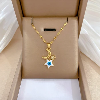 Ожерелье с подвеской в виде звездного лунного глаза, Роскошное банкетное свадебное памятное ожерелье, женская универсальная цепочка на ключицу, подарок на день рождения