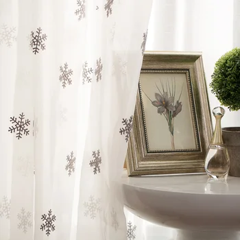 оконная занавеска с вышивкой тюль снежный цветок занавеска для гостиной занавеска для спальни Рождество