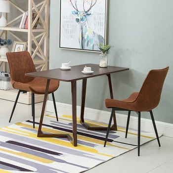 Популярная мебель для столовой, современные тканевые стулья из искусственной кожи, обеденные стулья на металлических ножках
