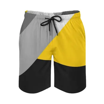 Простые современные серые желтые и черные пляжные шорты для плавания с геопринтом, купальник, свободные мужские плавки, Дышащие современные