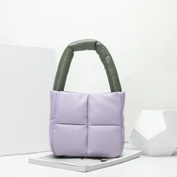 Рекомендованная бутиком осенне-зимняя тканая сумка 2021 года из модного пуха и клетчатая корзина для овощей в тон