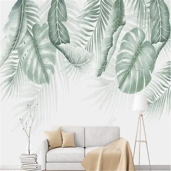 Скандинавские обои с мелкими Свежими тропическими растениями Фон для телевизора в гостиной Обои для стен Домашний Декор 3d Фреска Обои для спальни