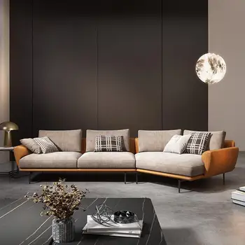Скандинавский диван простая светлая гостиная роскошный кожаный диван мебель изогнутый уголок императорской наложницы