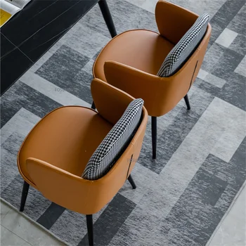 Скандинавский кожаный обеденный стул для кухонной мебели Home Light Роскошный письменный стул с простой спинкой Дизайнерский обеденный стул для отдыха CN