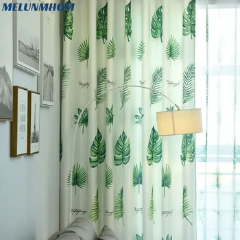 Современные шторы с принтом в виде банановых листьев для комнатных окон Шторы для кухни Американские затемняющие шторы для спальни Римские шторы