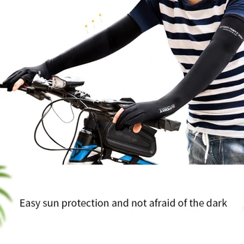 Спортивные перчатки для велоспорта на открытом воздухе с солнцезащитным кремом, высокотехнологичная ткань для отвода тепла из ледяного шелка, рукава для велоспорта с солнцезащитным кремом увеличенного размера