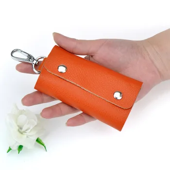 Тонкий минималистичный кошелек для ключей с 6 крючками для мужчин и женщин, чехол-брелок из натуральной кожи, модная мини-сумка для ключей от машины, ключница